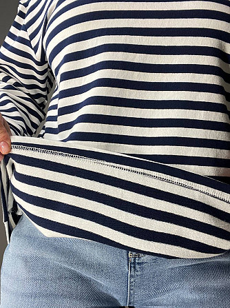 Лонгслив женский TEXTURE 1255 реглан полосатый трикотажный оверсайз крой one size, темно-синий, one size Киев - изображение 18
