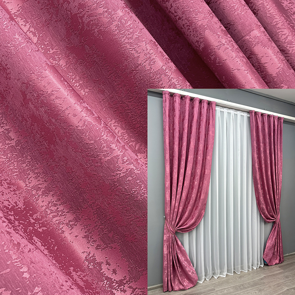 Комплект готових штор VR-Textil Жакард Sultan XO № 1146ш Малиновий 100х280 см 2 шт (31-784) Київ - фото 1