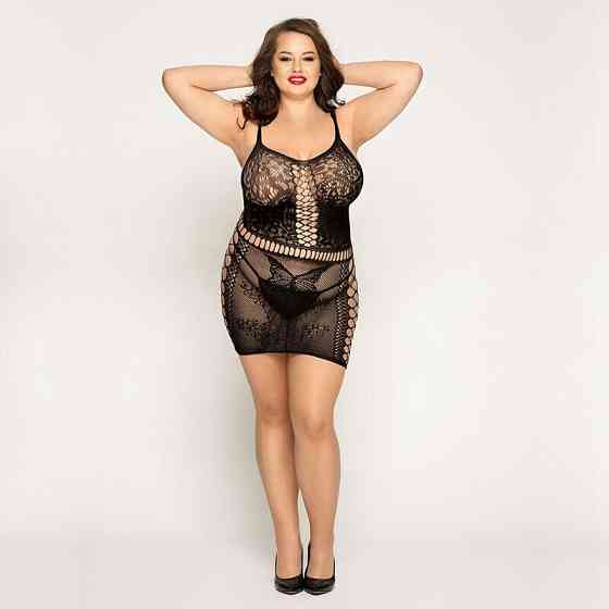 Сітчаста сукня з метеликами JSY «Сексапільна Емілі» Plus Size, Black, імітація шнурівки, мереживо Sex Aura Київ