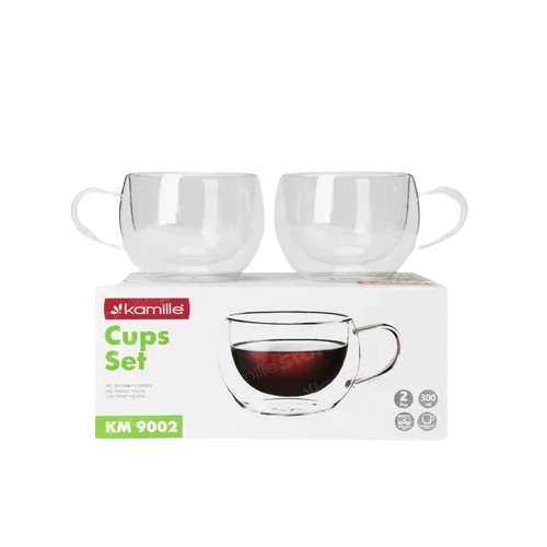 Набір чашок 2шт 300мл з подвійними стінками скло 9002 KAMILLE Житомир - фото 7