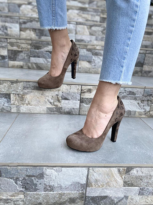 Туфлі жіночі LENA MELIANI капучіно еко-замша каблук 11см (A116-A3281) Коломия - фото 7