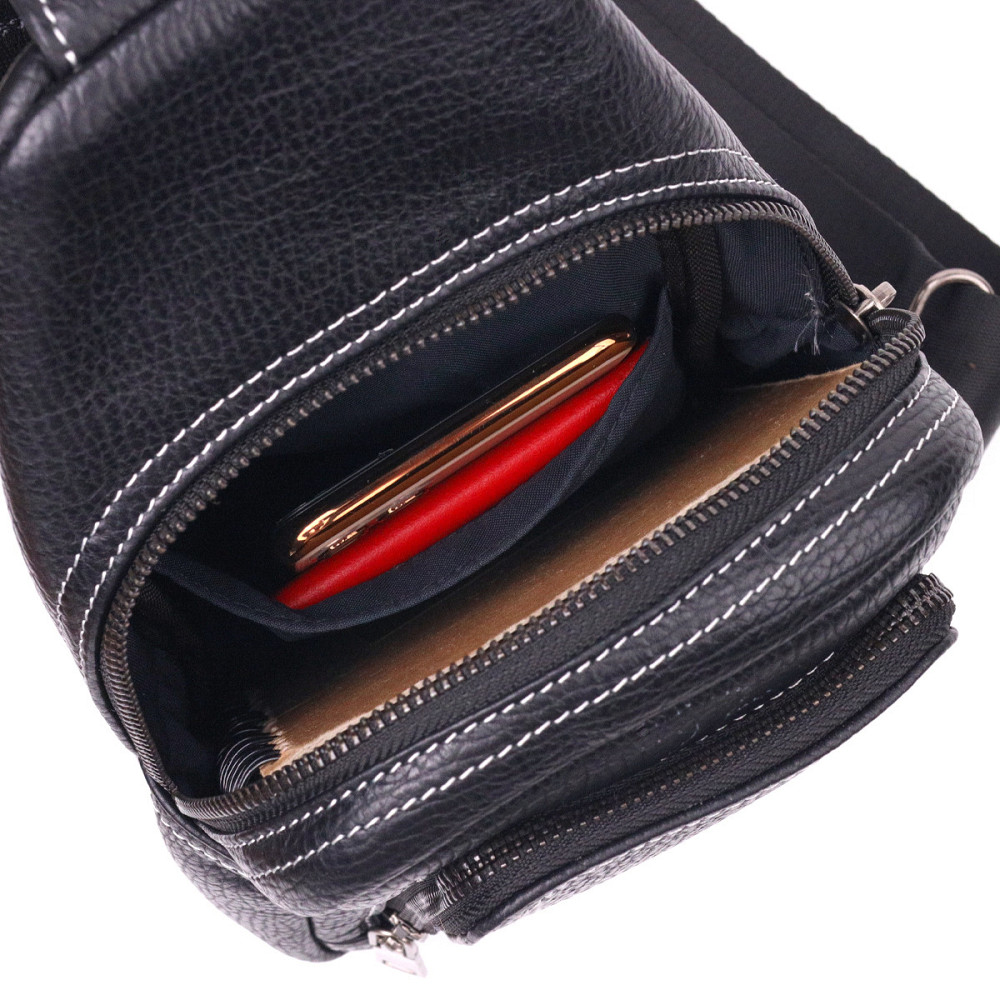 Мужская сумка через плечо из натуральной кожи 21284 Vintage Черная Киев - изображение 6