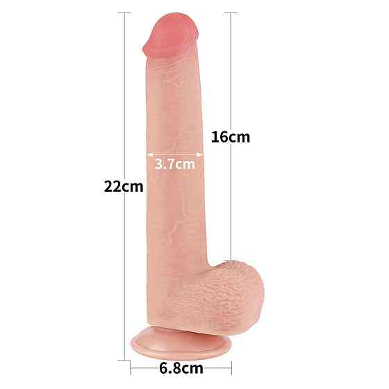 Фалоімітатор Sliding-Skin Dual Layer Dong 9 з мошонкою, тілесний Sex Aura Київ