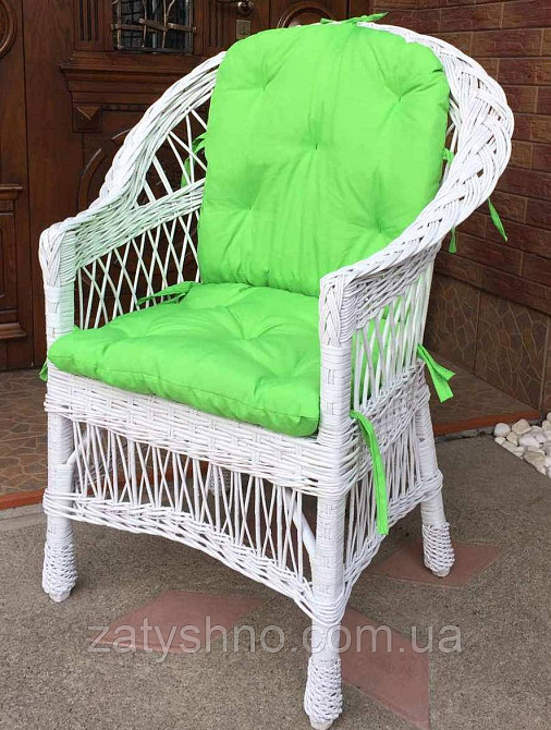Крісло плетене з салатовою накидкою Київ - фото 2