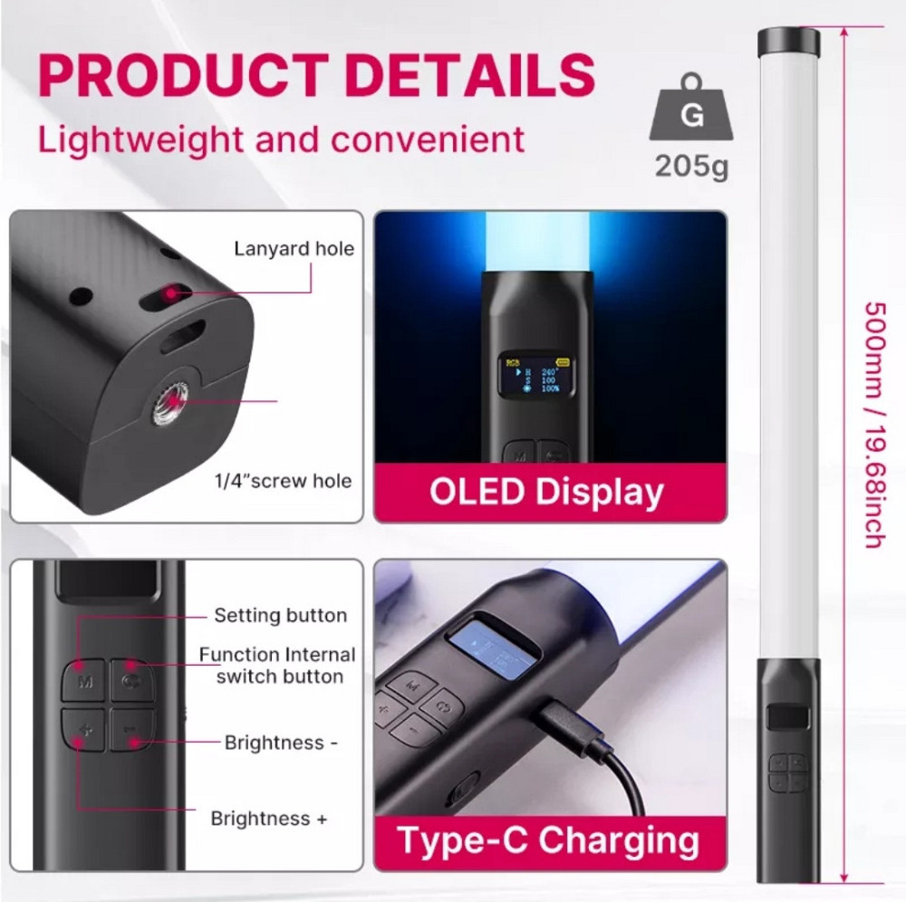 Ulanzi VL119 RGB Цветная LED лампа. Видеосвет. Светодиодная палка. Киев - изображение 6