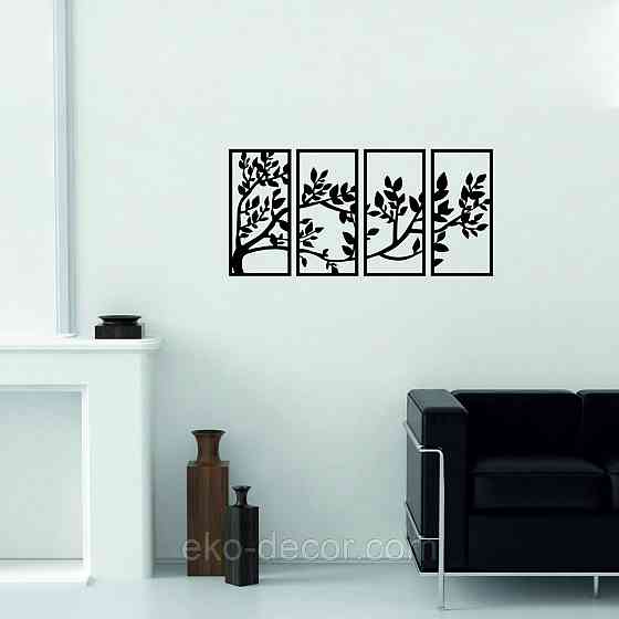 Декоративне настінне Панно «Весна», Декор на стіну 90*187 см, Чорний Київ