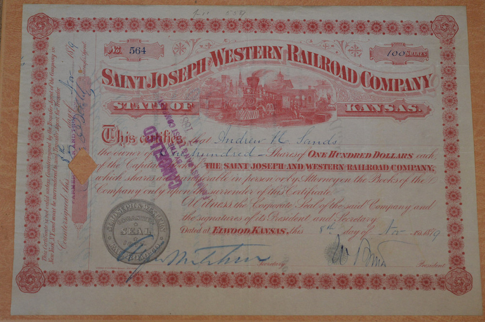 Акция. США. 1879 год №564 (Б-3) Полтава - изображение 1