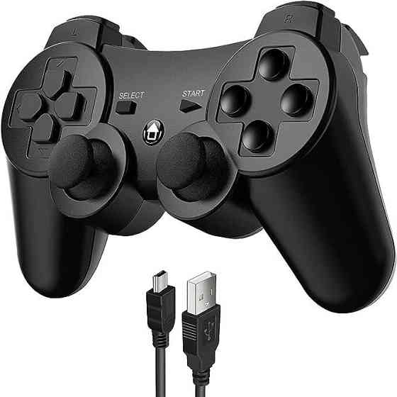 Беспроводной игровой контроллер для PlayStation 3 и ПК — Bluetooth Геймпад, Double Shock, 6-осевой гироскоп, Черный Киев