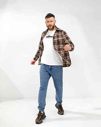 Чоловіча повсякденна сорочка в карту турецький котон фланель Шоколад, 54/56 Одеса