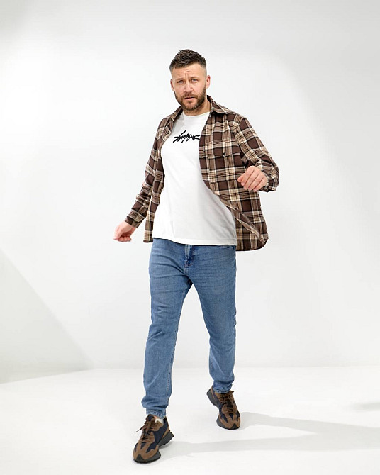 Чоловіча повсякденна сорочка в карту турецький котон фланель Шоколад, 54/56 Одеса - фото 2