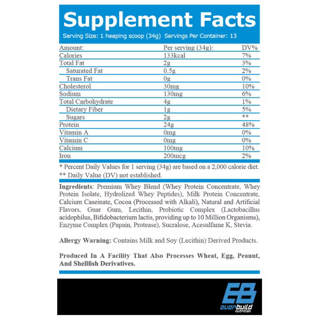 Протеин Everbuild Nutrition Ultra Premium Whey Protein Build 454 г, Chocolate Луцк - изображение 2