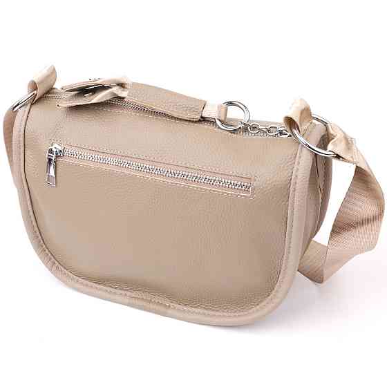 Практичная полукруглая сумка для женщин из натуральной кожи Vintage 22907 Бежевый Киев