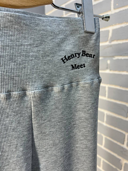 Лосини жіночі A-N 9608 з бавовни дрібний рубчик широкий пояс з вишивкою, сірий, one size Київ - фото 15