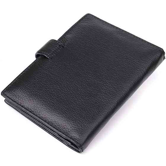 Вместительная обложка на документы унисекс из натуральной кожи ST Leather 23116 Черный Киев