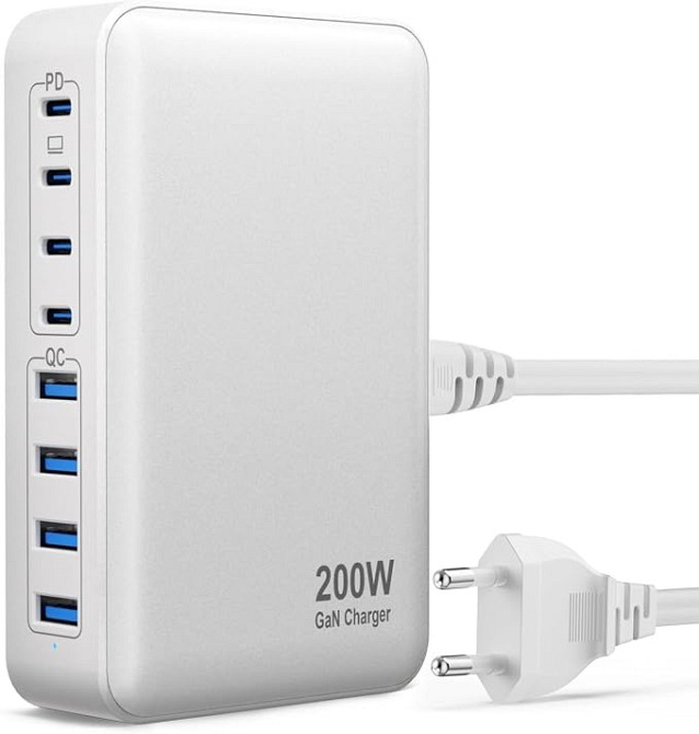 Зарядний пристрій GaN 200W - ZETX200W-E (4×USB-C + 4×USB-A) (товар з вітрини) Луцк - изображение 1