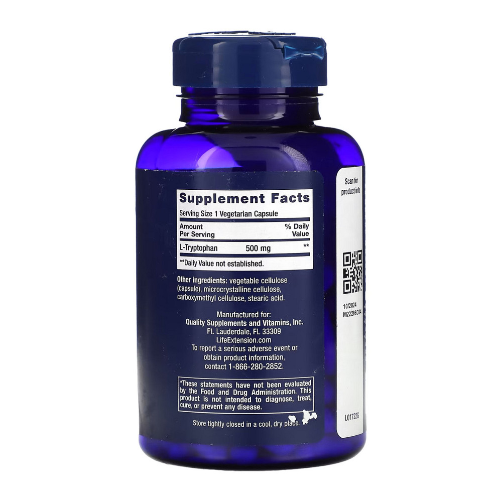 L триптофан Life Extension L Tryptophan 500mg 90 vcaps Киев - изображение 2