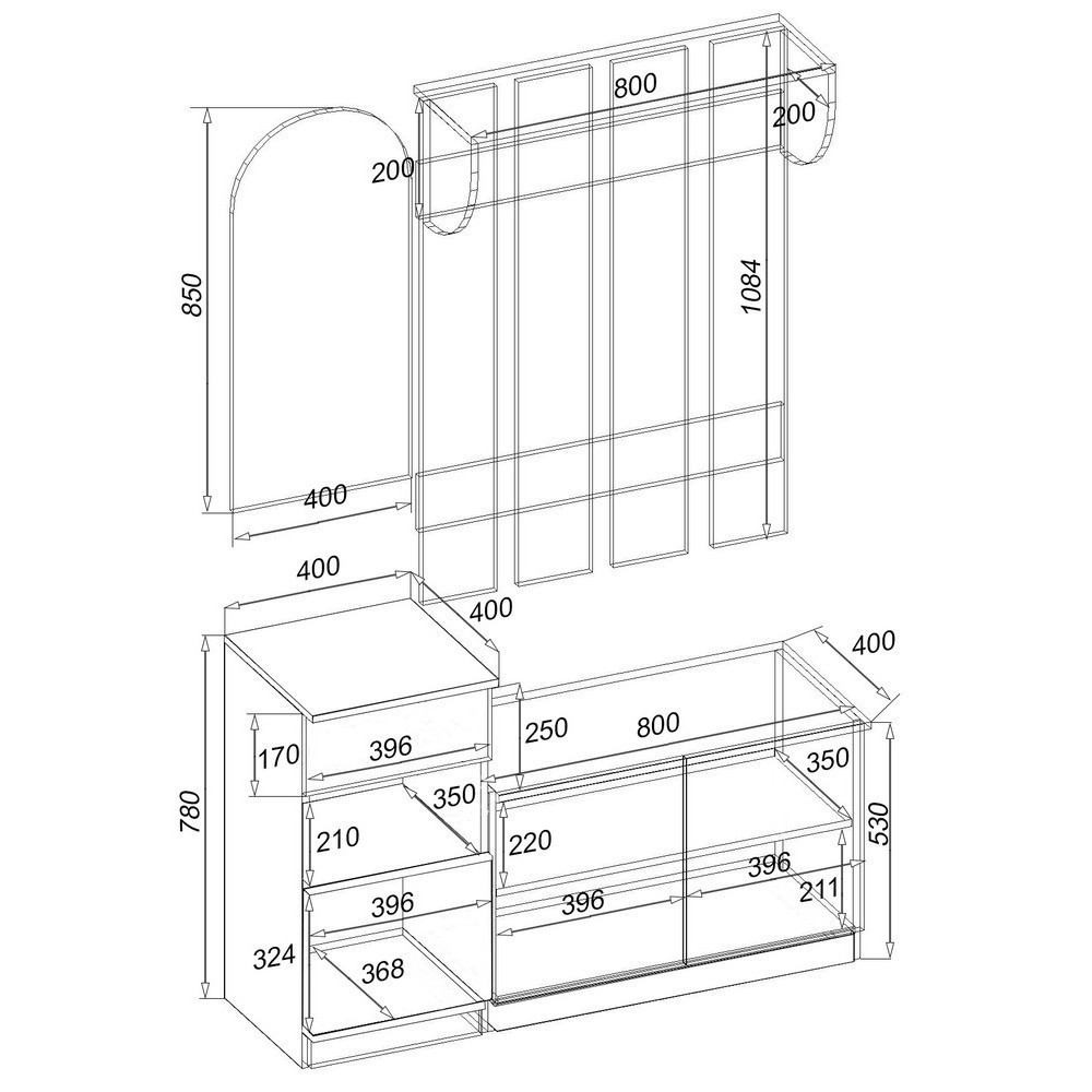 Прихожая Алиса, Дуб Конкордия, 1200/400/1880 Львов - изображение 2
