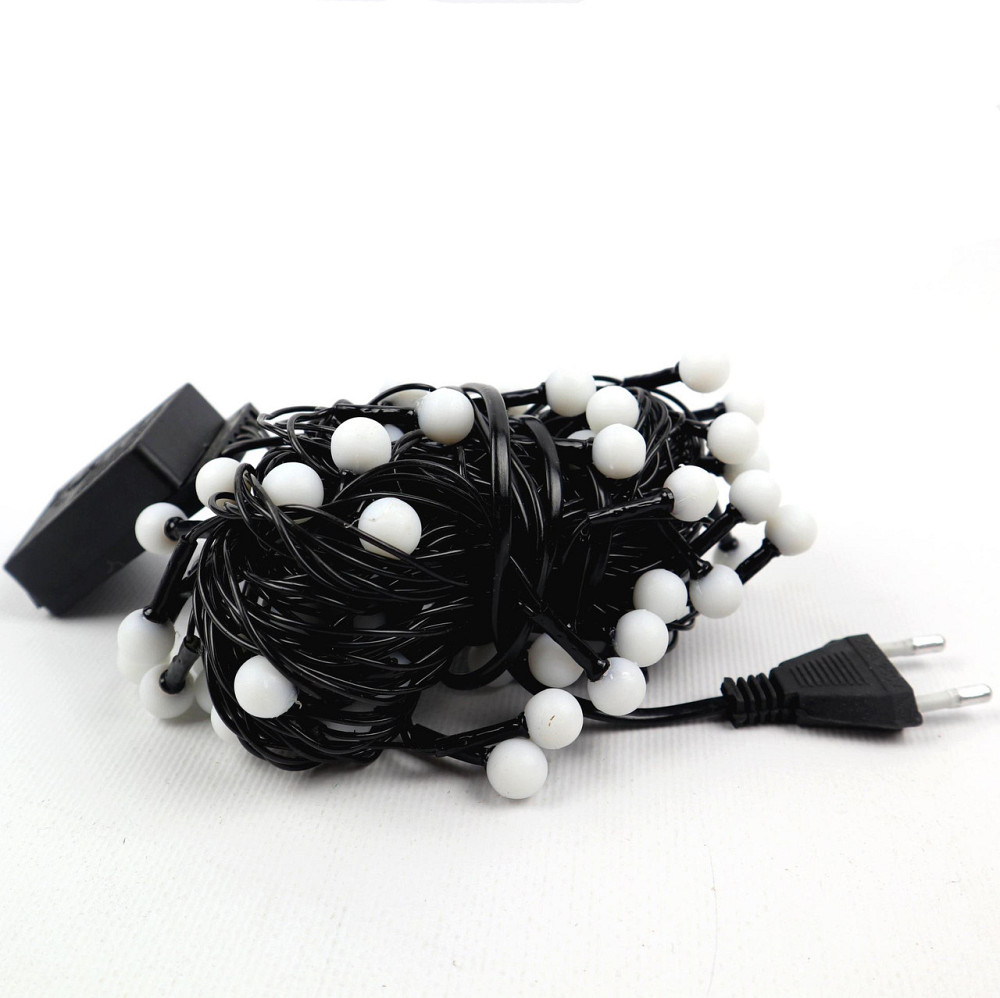 Новорічна електрична гірлянда з матовими великими ліхтариками, 5 м шнур чорного кольору Кам'янець-Подільський - фото 3