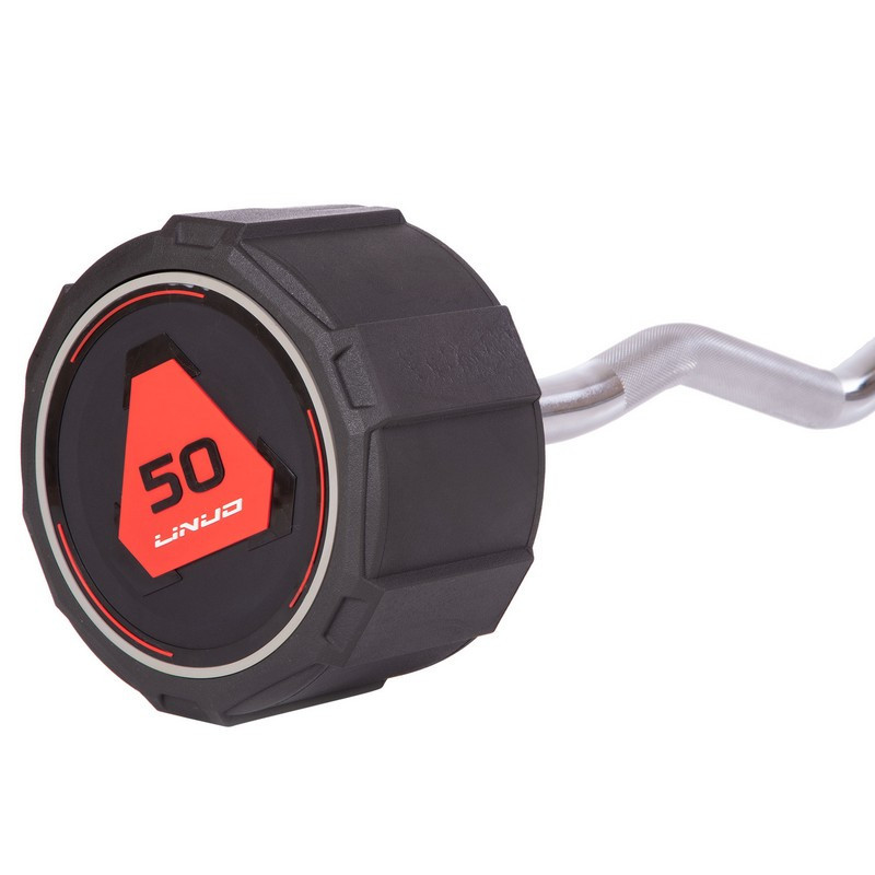 Штанга фиксированная изогнутая полиуретановая LI NUO 3623-50 длина 122 см 50 кг Киев - изображение 3