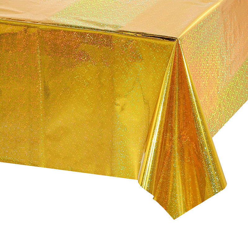 Скатерть клеенка из фольги с голограммой 270 на 100 см золотистый Киев - изображение 3