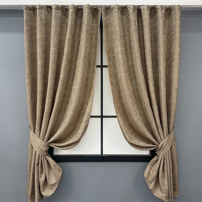 Комплект коротких штор VR-Textil Жакард Viva Marmo № 1778ш Капучино 130х170 см 2 шт (35-0367) Київ - фото 1