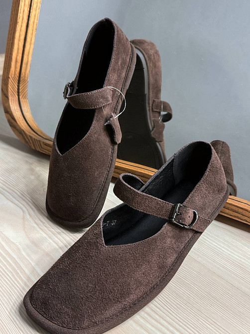 Балетки жіночі Meideli 0109-7 Mary Jane з ремінцем натуральна замша коричневі, 41, 26 см Київ - фото 7