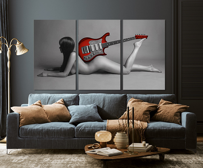 Модульная картина в гостиную / спальню   Дівчина з гітарою    ART-271_3A Киев - изображение 3