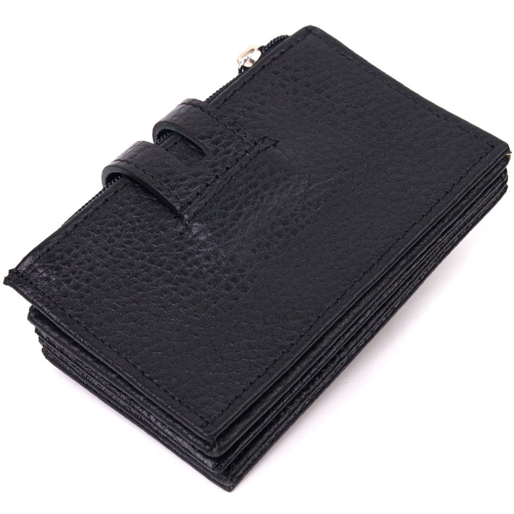 Практичный картхолдер из натуральной зернистой кожи KARYA 21332 Черный Киев - изображение 8