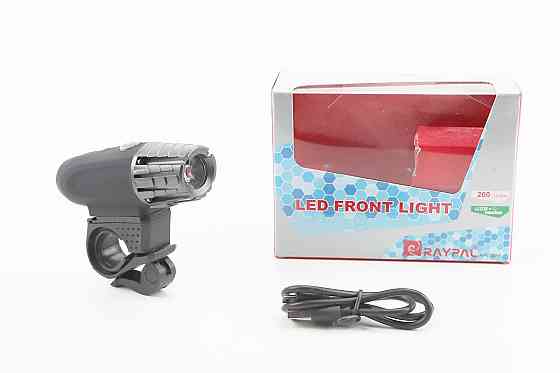 Ліхтар передній 1 діод 200 lumen, Li-ion 3.7V 1200mAh зарядка від USB, вологозахисний, чорно-сірий Киев