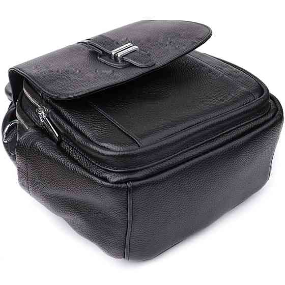 Компактний жіночий рюкзак з натуральної шкіри Vintage 23058 Чорний Київ