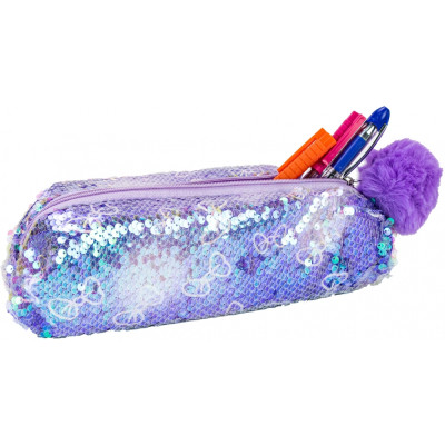 Пенал Cool For School с пайетками и помпоном 1 отделение фиолетовый (CF87076) Винница - изображение 2
