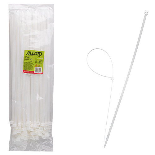 Хомут пластиковий Alloid 7.6 х 400 100 шт./уп. білий Одеса - фото 1