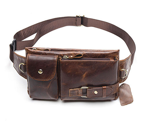 Сумка на пояс/через плече з натуральної шкіри коричнева Київ - фото 1