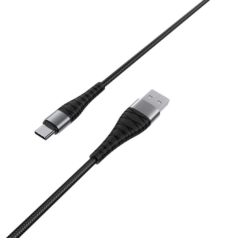Кабель BOROFONE BX32 USB to Type-C 2.4A, 1m, nylon, aluminum+TPE connectors, Black Київ - фото 1