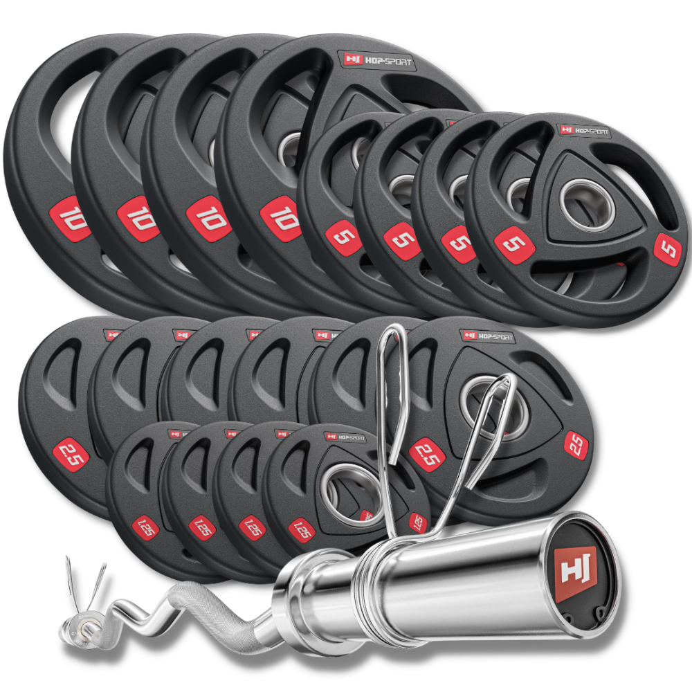 Набір олімпійський Hop-Sport PRO 90кг з W-подібним грифом Київ - фото 1