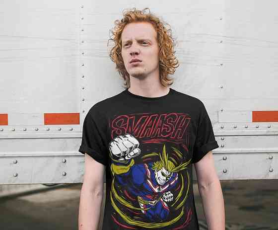 Футболка чоловіча з аніме принтом Моя геройська академія оверсайз (S/M/L) Чорний AnimeJ1170 Дніпро