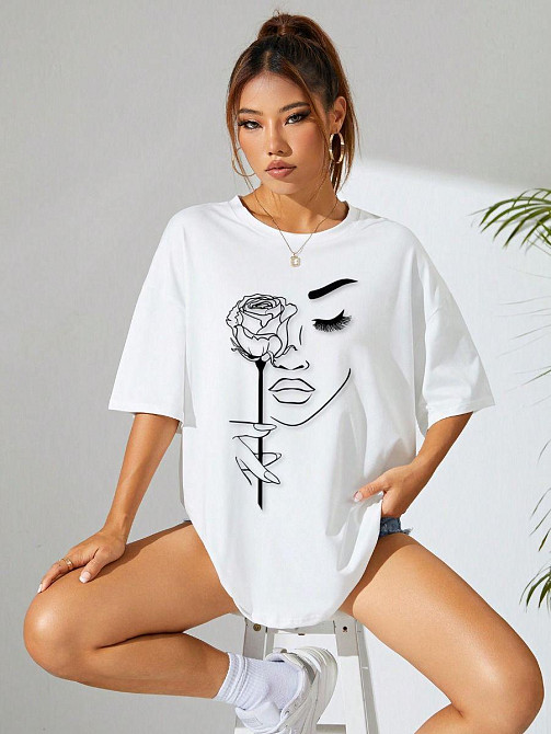 Футболка женская с принтом  44 Белая 2634324798 Днепр - изображение 1