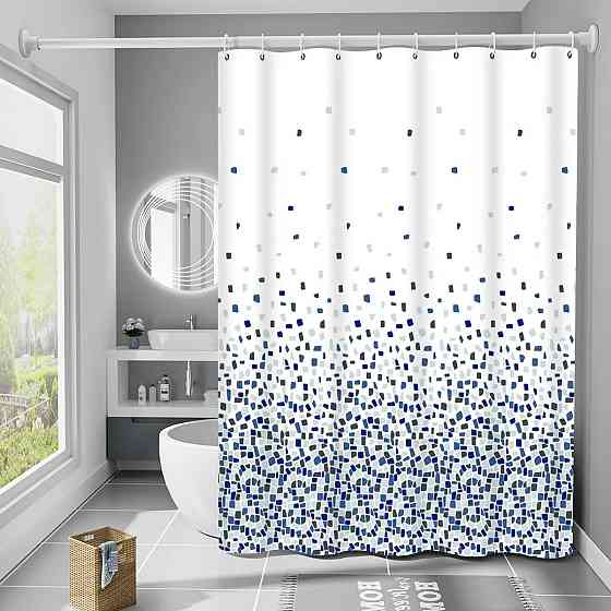 Шторка для ванны из полиэстера водонепроницаемая с кольцами Bathlux 180x180 см , занавеска для ванной комнаты Каменец-Подольский