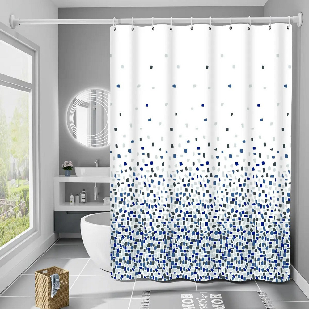 Шторка для ванны из полиэстера водонепроницаемая с кольцами Bathlux 180x180 см , занавеска для ванной комнаты Каменец-Подольский - изображение 1