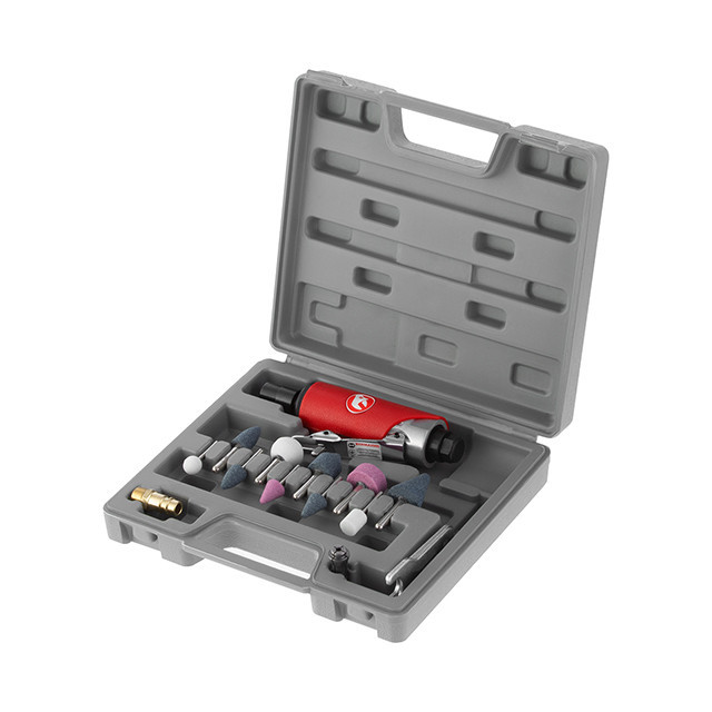 Шліфмашина пневматична міні, 1/4", до 6 атм, 25 000 об/хв, 115 л/хв, набір шліфувальних каменів 10 од., кейс INTERTOOL PT-1003 Київ - фото 8