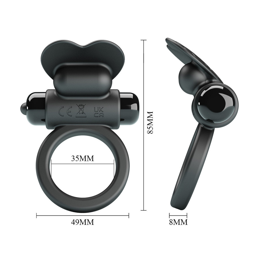 Віброкільце PRETTY LOVE VIBRANT PENIS RING DEBONAIRE Black, 10 vibration functions Sex Aura Київ - фото 6