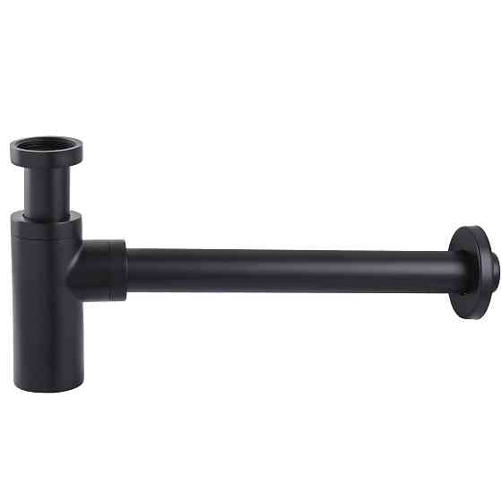 Сифон для раковин циліндричний Globus Lux  GSB-32-125-BB, латунь, 1 1/4″, чорний матовий Киев