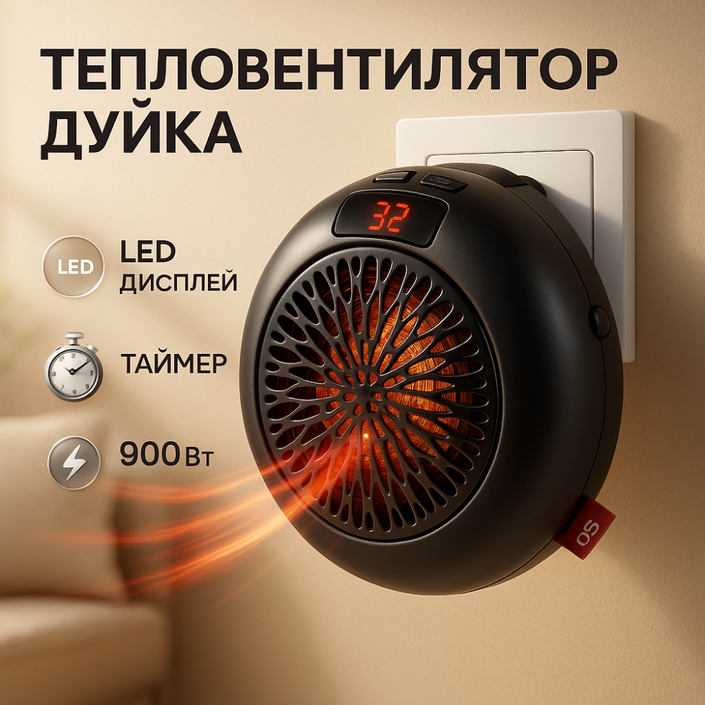 Практичний тепловентилятор, Кімнатний обігрівач для будинку, Дуйка електрична підлогова DB-42 Київ - фото 11