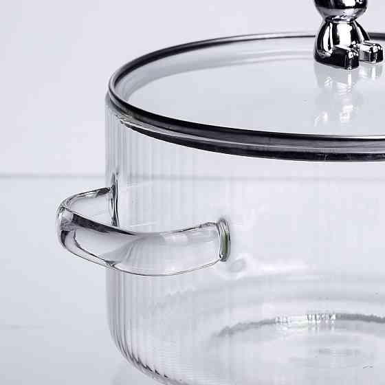 Каструля Crystal Bear HP-34-39 з термостійкого боросилікатного скла 2 л з ручкою Ведмедик, жароміцна Київ