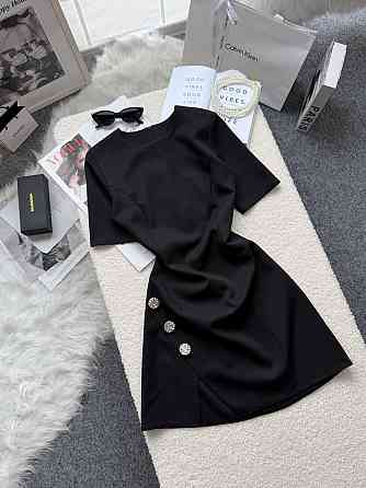 Жіноче базове мініплаття з декоративними ґудзиками креп костюмка Чорний, 50/52 Одеса