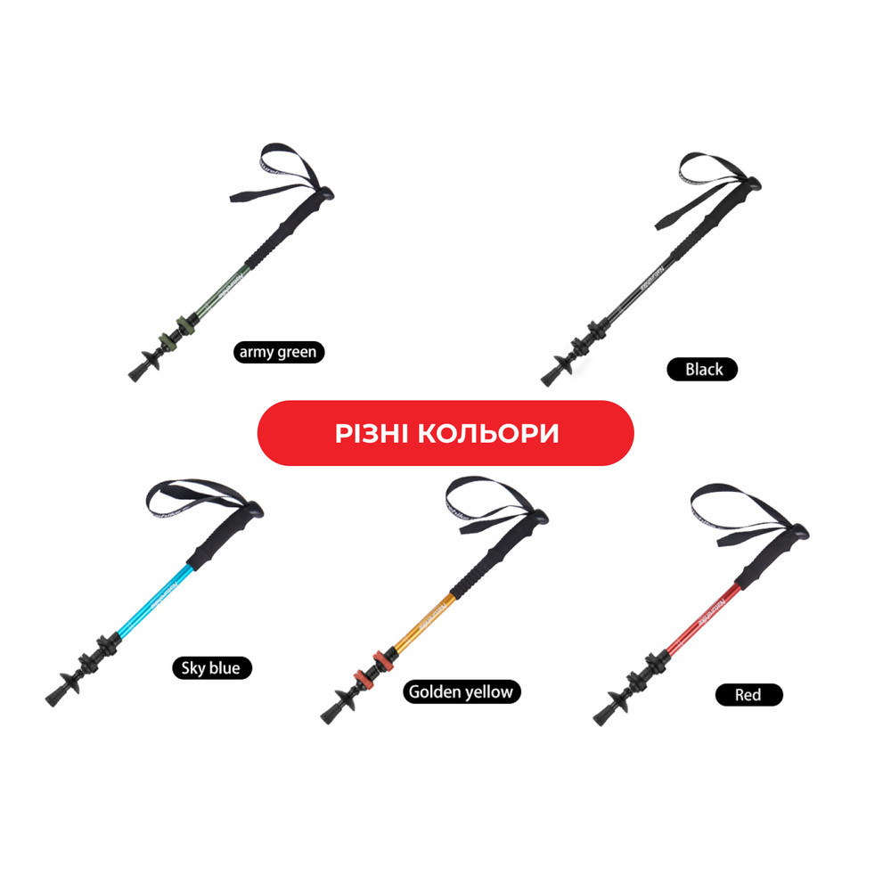 Трекінгова палиця 3-сек. Naturehike Men ST 01 6061 AL NH17D001-Z, алюміній,  чорна Київ - фото 10