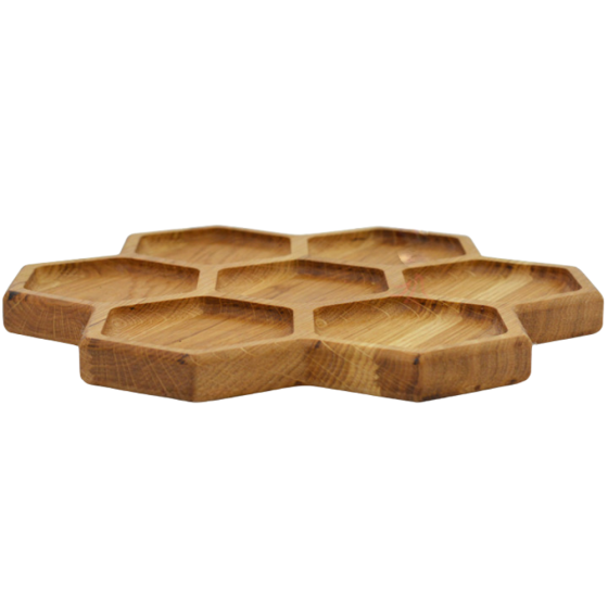 Деревянная тарелка менажниця из натурального дерева, закусочная тарелка диаметр 30 см Каменец-Подольский