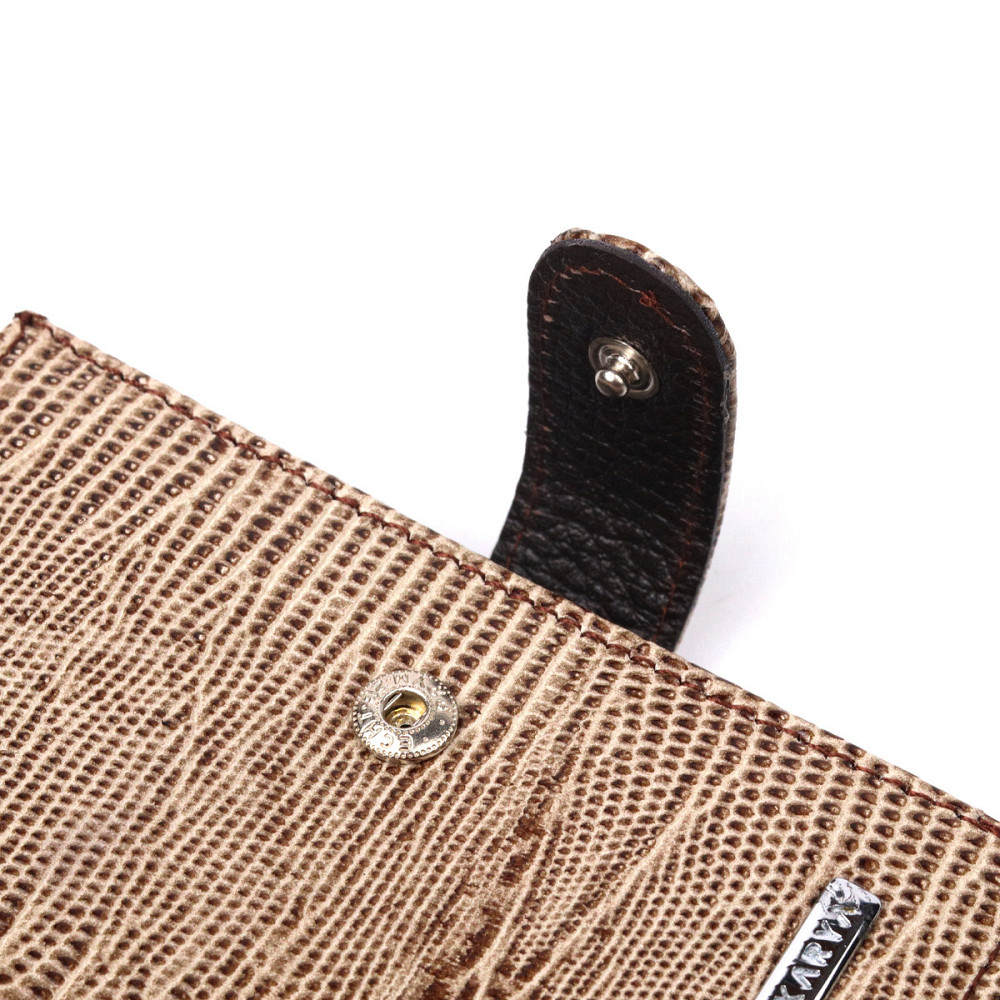 Красивый кошелек из натуральной фактурной кожи KARYA 21041 Бежевый Киев - изображение 5