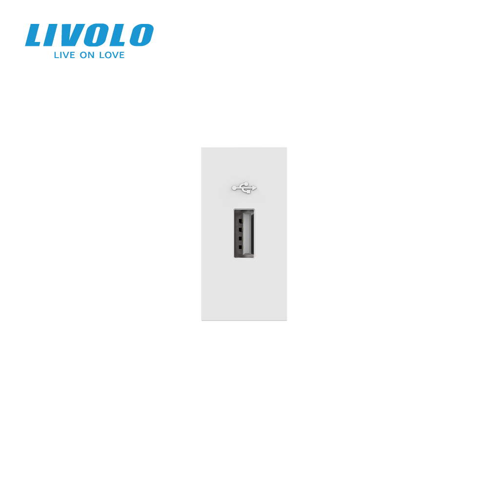 USB розетка LIVOLO 5V 2.1A, біла, 10Вт, з блоком живлення, модуль 0.5 поста (VL-FCUA-1WP) Коломыя - изображение 10
