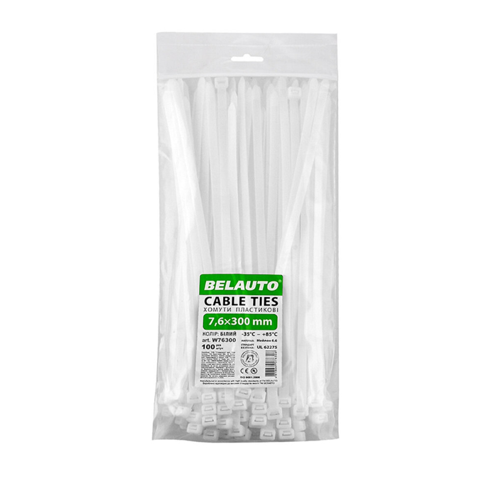 Хомути Белавто пластикові білі 7.6x300мм, 100шт Киев - изображение 1